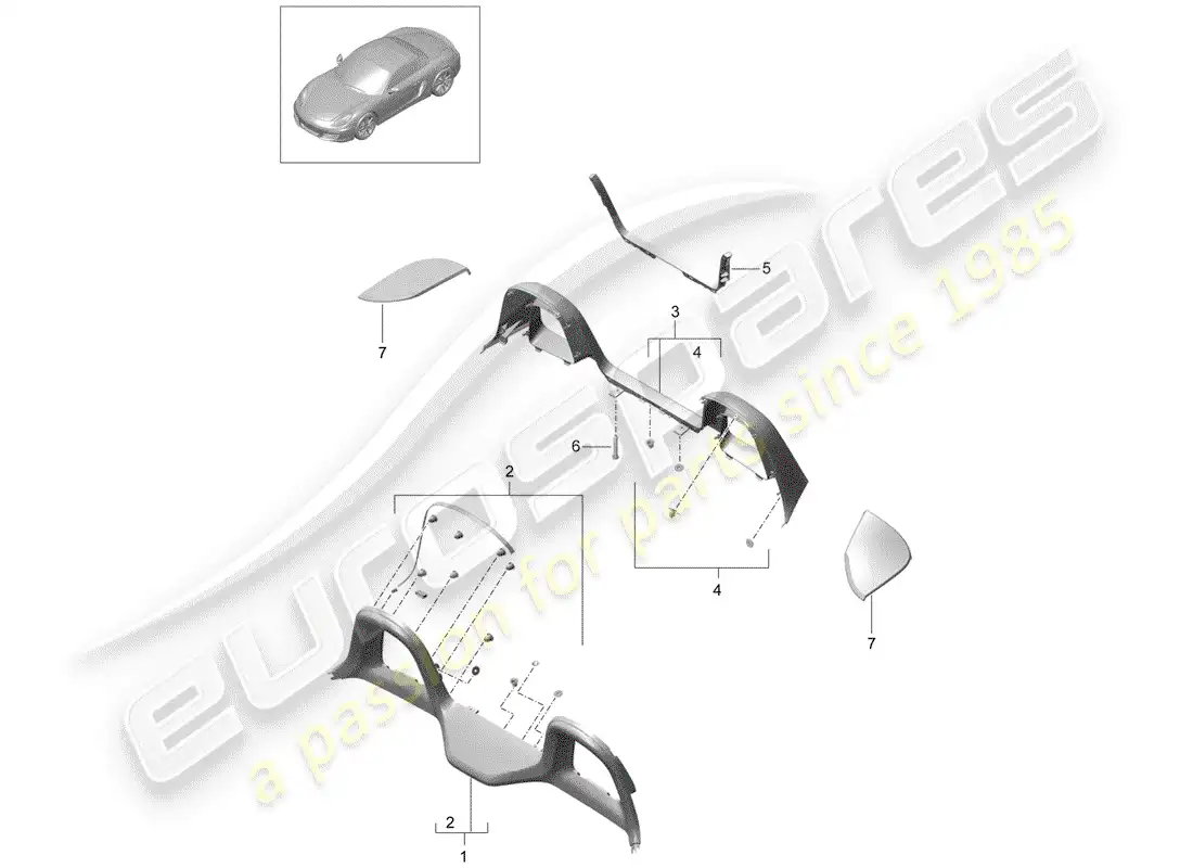porsche 2014 (981 boxster) trims parts diagram