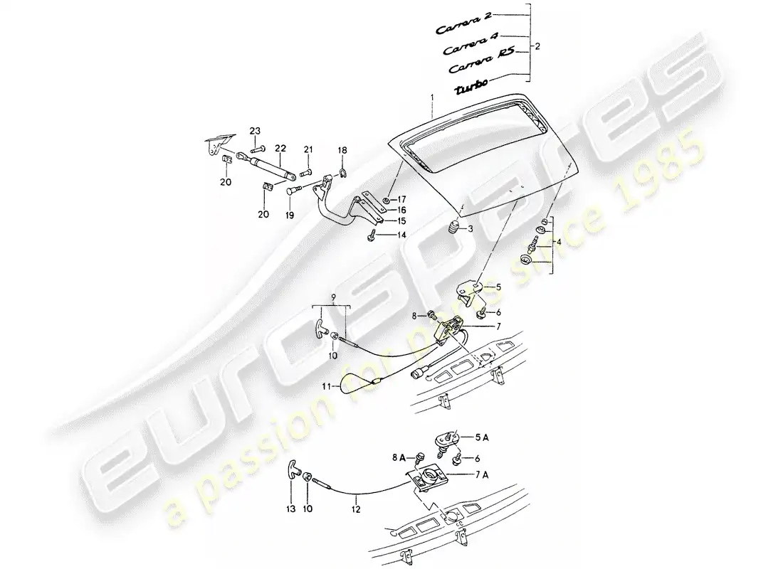 porsche 1992 (964) cover parts diagram
