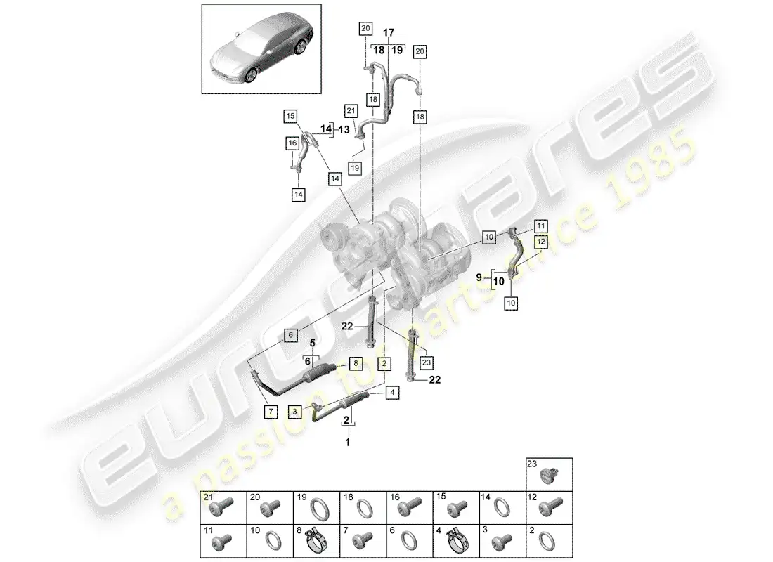 porsche 2019 (panamera 971-1) water cooling for parts diagram