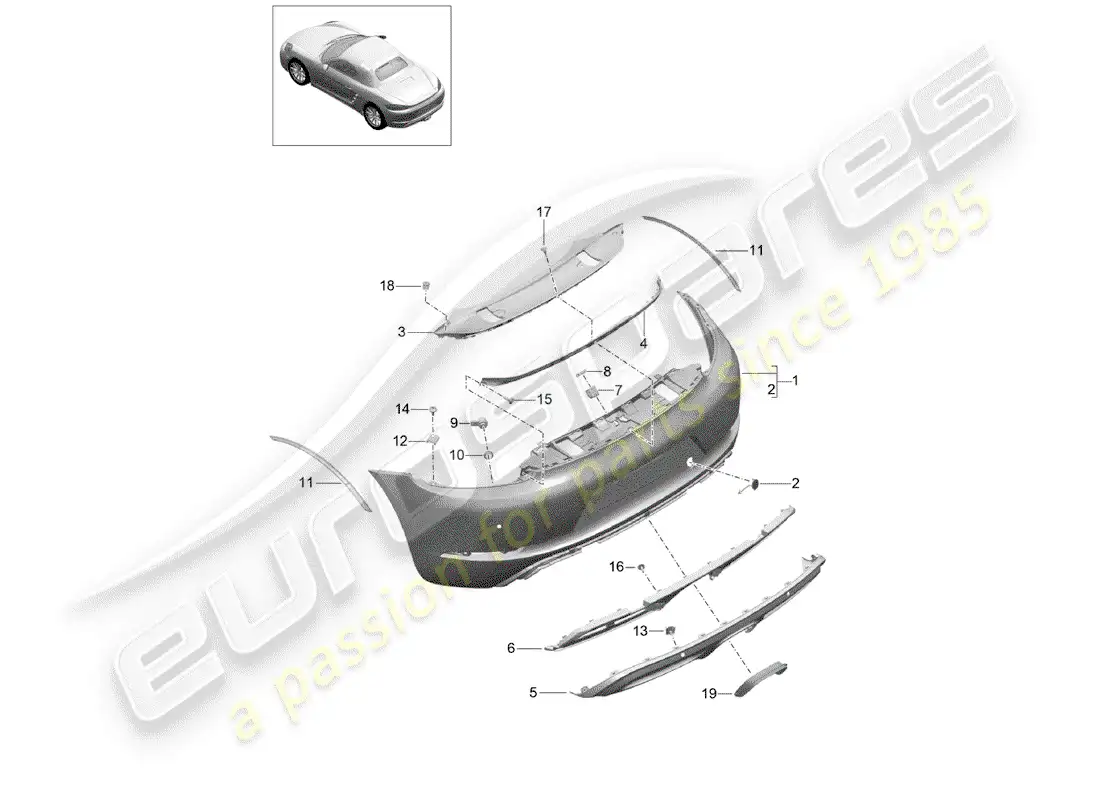 porsche 2018 (718 boxster) bumper parts diagram