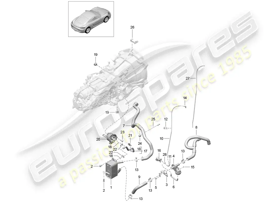 porsche 2019 (718 cayman) manual gearbox parts diagram