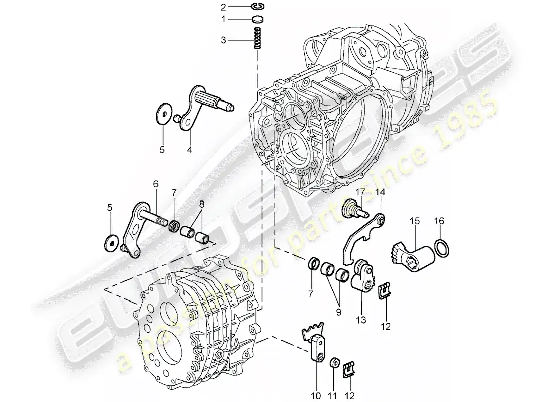 porsche 2004 (996 gt3) shift control lock device parts diagram