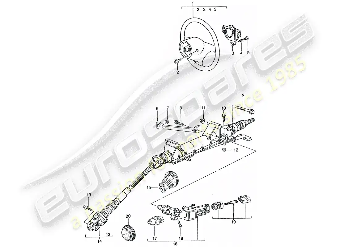 porsche 2004 (996 gt3) steering protective pipe - intermediate steering shaft - steering wheels parts diagram
