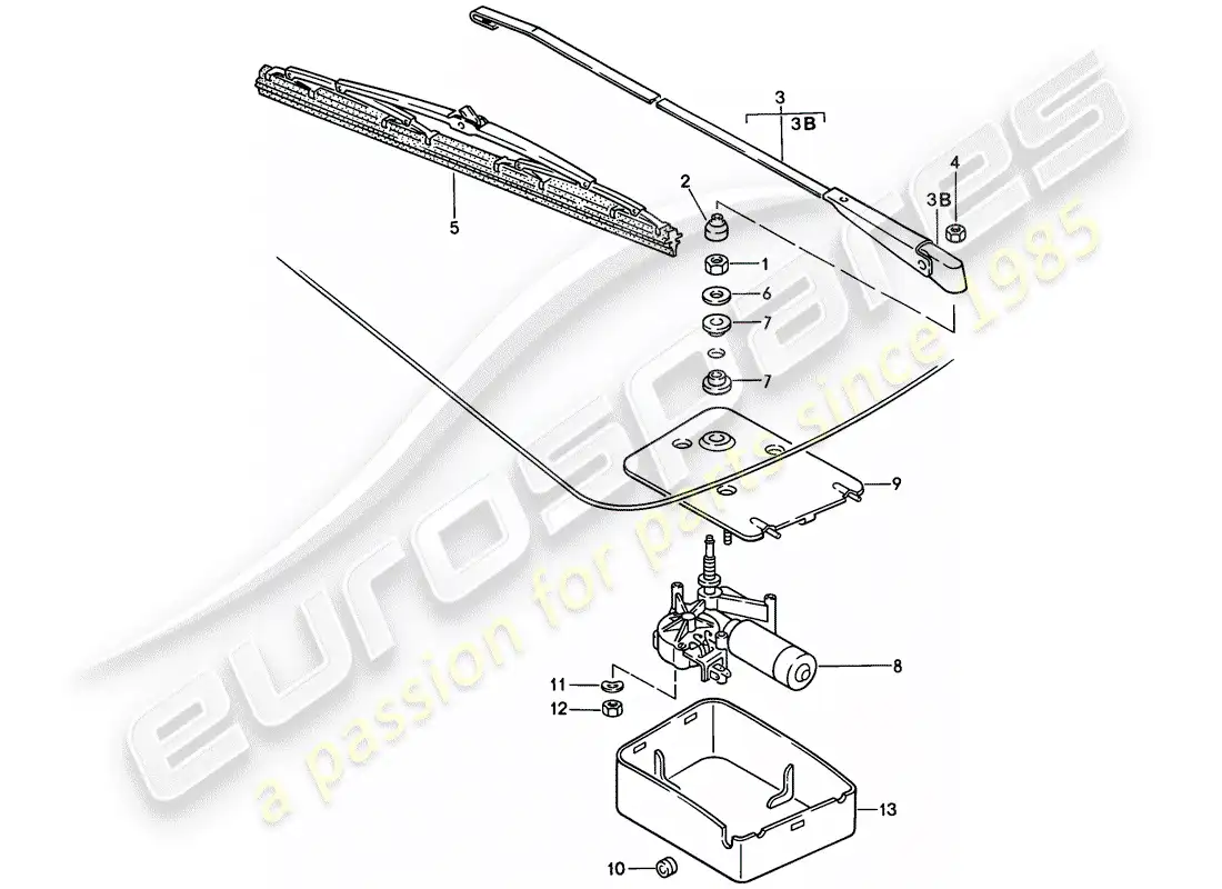 porsche 1987 (924s) rear window wiper parts diagram