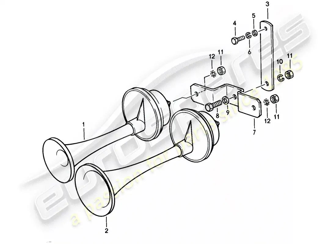 porsche 1985 (928) fanfare horn parts diagram