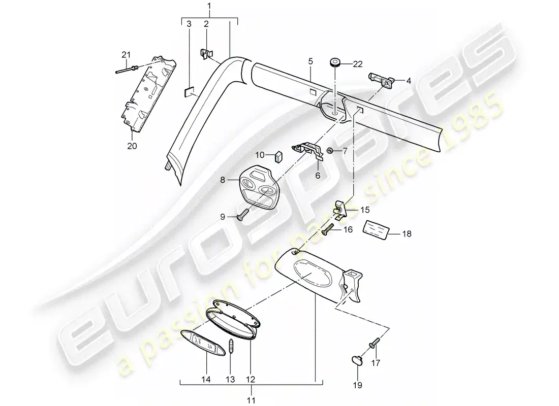 porsche 2011 (997-2) a-pillar parts diagram