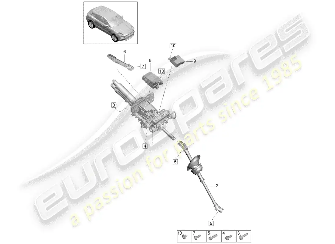 porsche 2020 (macan) steering column part diagram