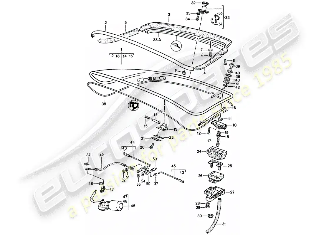 porsche 1990 (944) rear trunk lid - rear spoiler - d >> - mj 1990 parts diagram