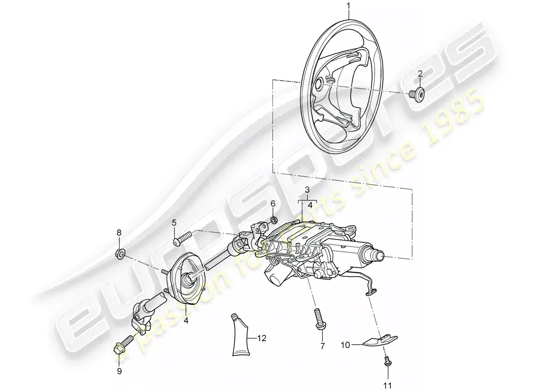 porsche 2009 (cayenne e1 9pa) steering wheels part diagram