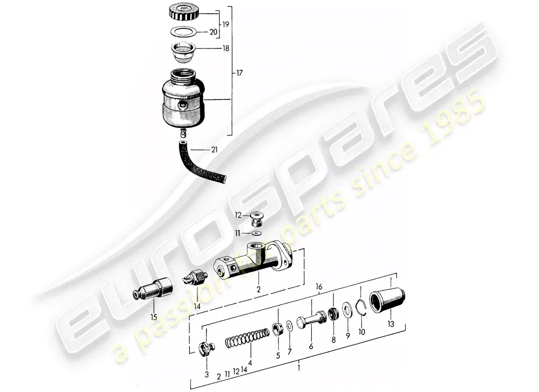 porsche 1960 (356b/356c) brake master cylinder - reservoir for - brake fluid parts diagram