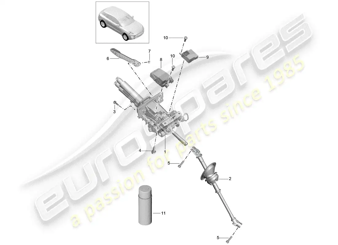 porsche 2017 (macan) steering column parts diagram