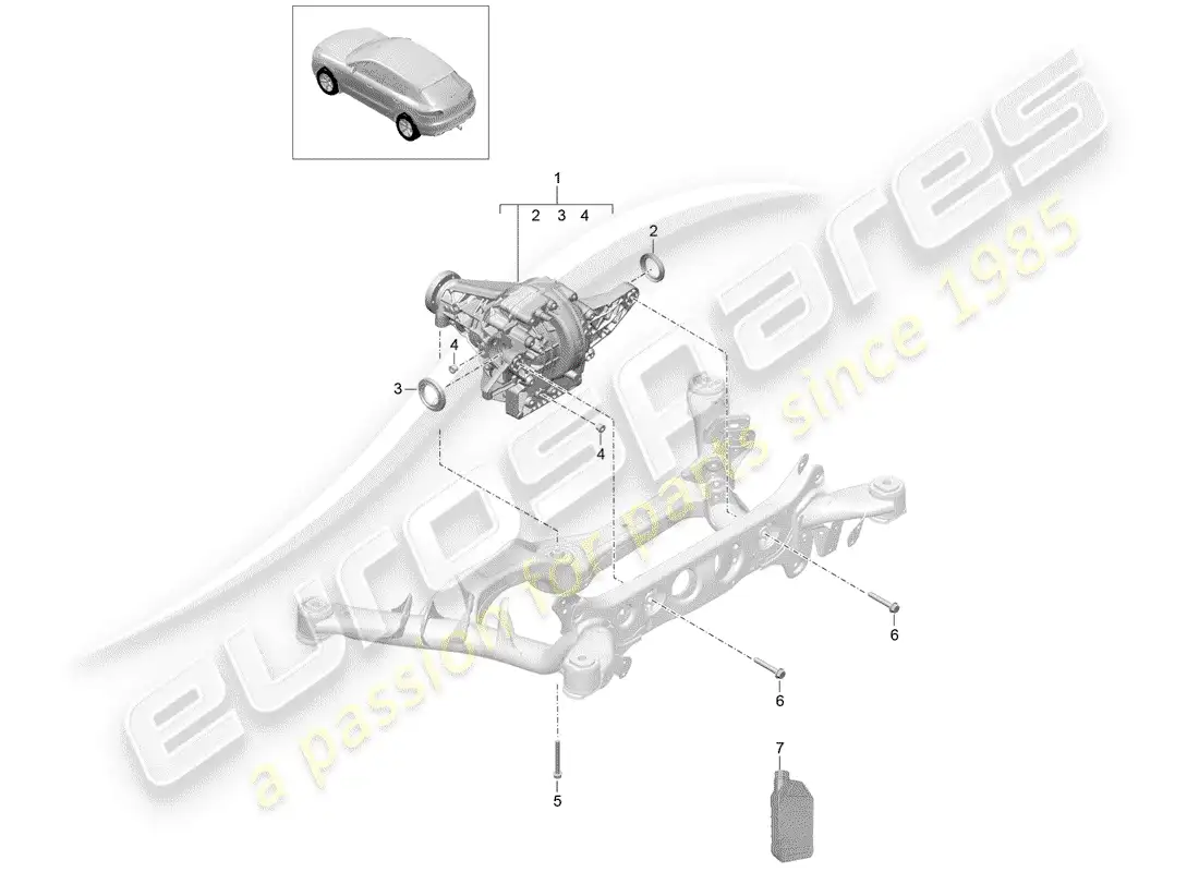 porsche 2018 (macan) rear axle differential parts diagram