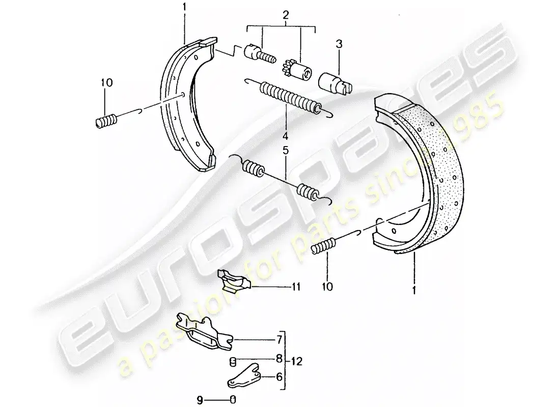 porsche 2002 (996 gt3) handbrake parts diagram