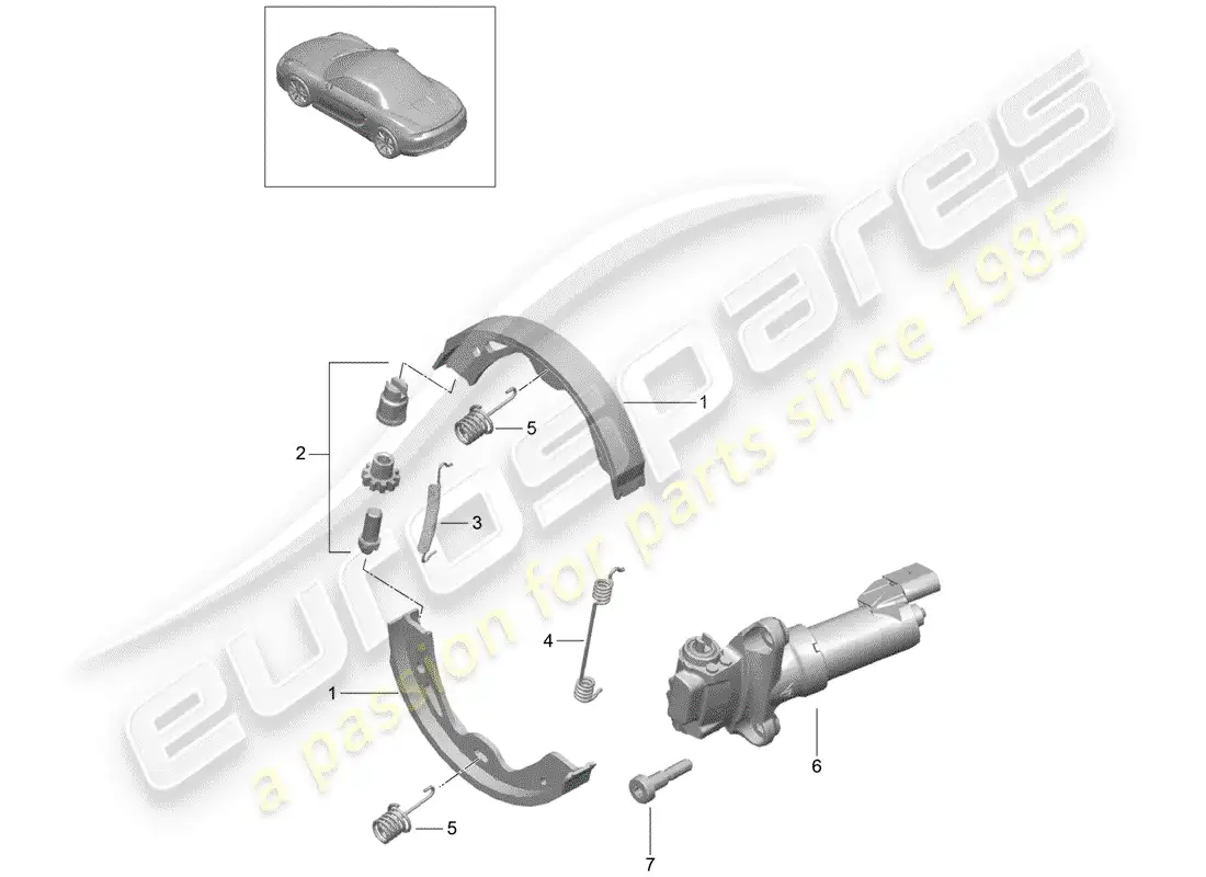 porsche 2013 (981 boxster) parking brake parts diagram
