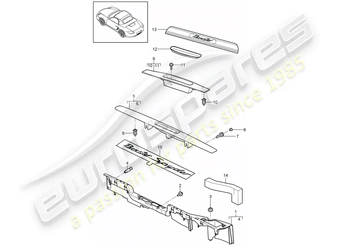 porsche 2009 (987 boxster) lining parts diagram