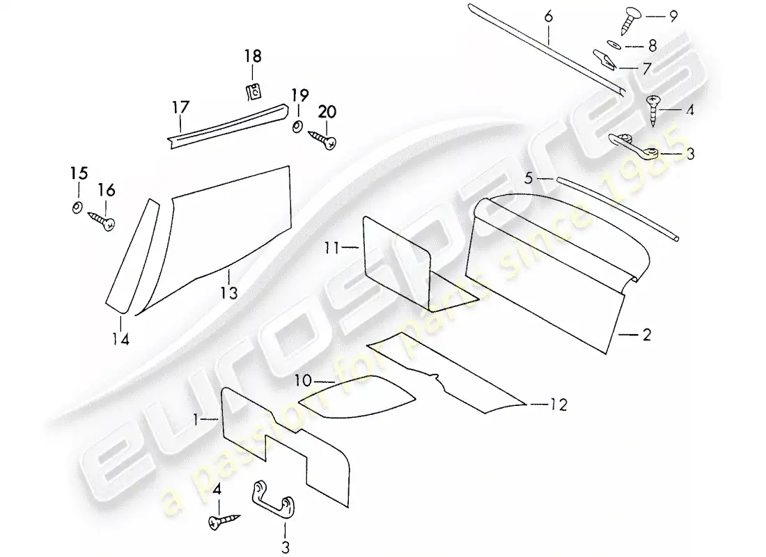 porsche 1973 (911) interior equipment parts diagram