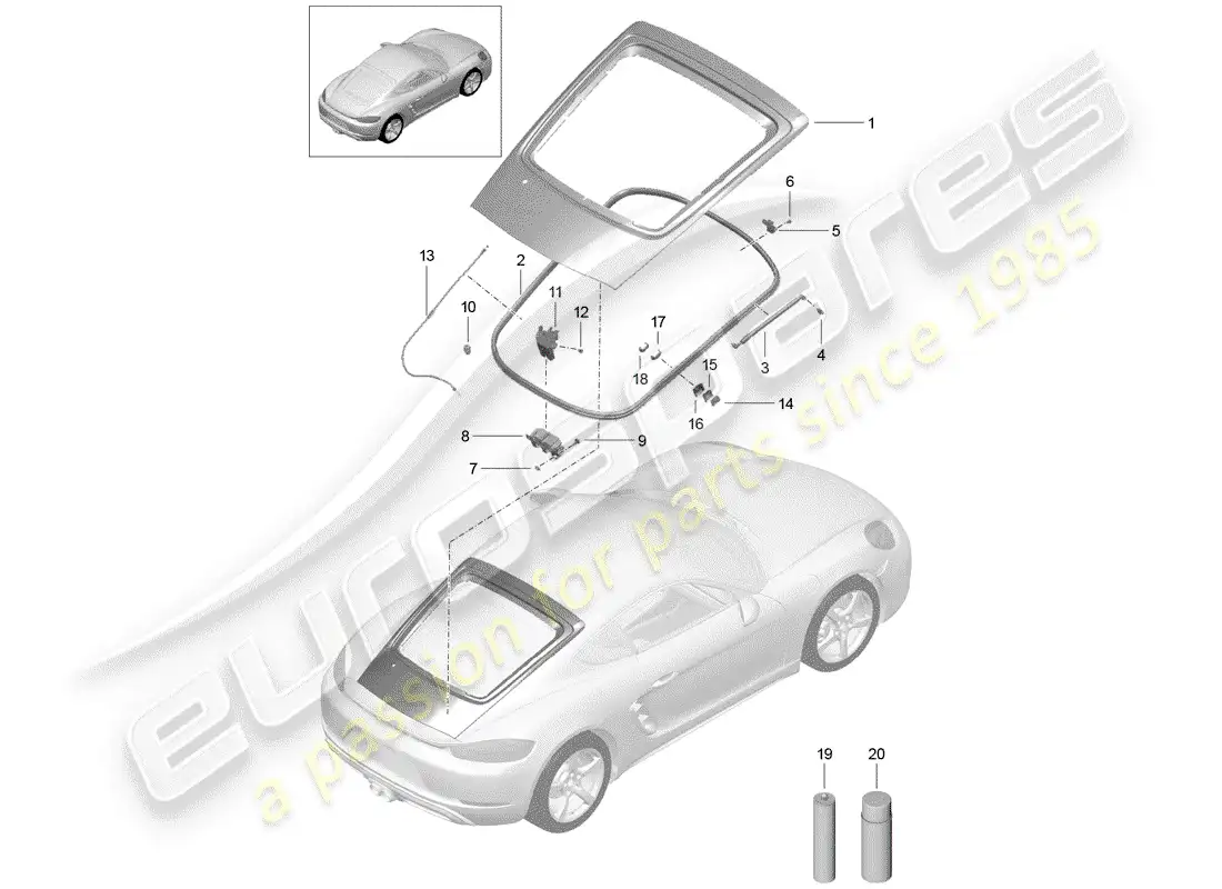 porsche 2017 (718 cayman) cover parts diagram