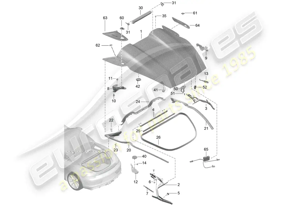 porsche 2016 (981 boxster spyder) cover parts diagram