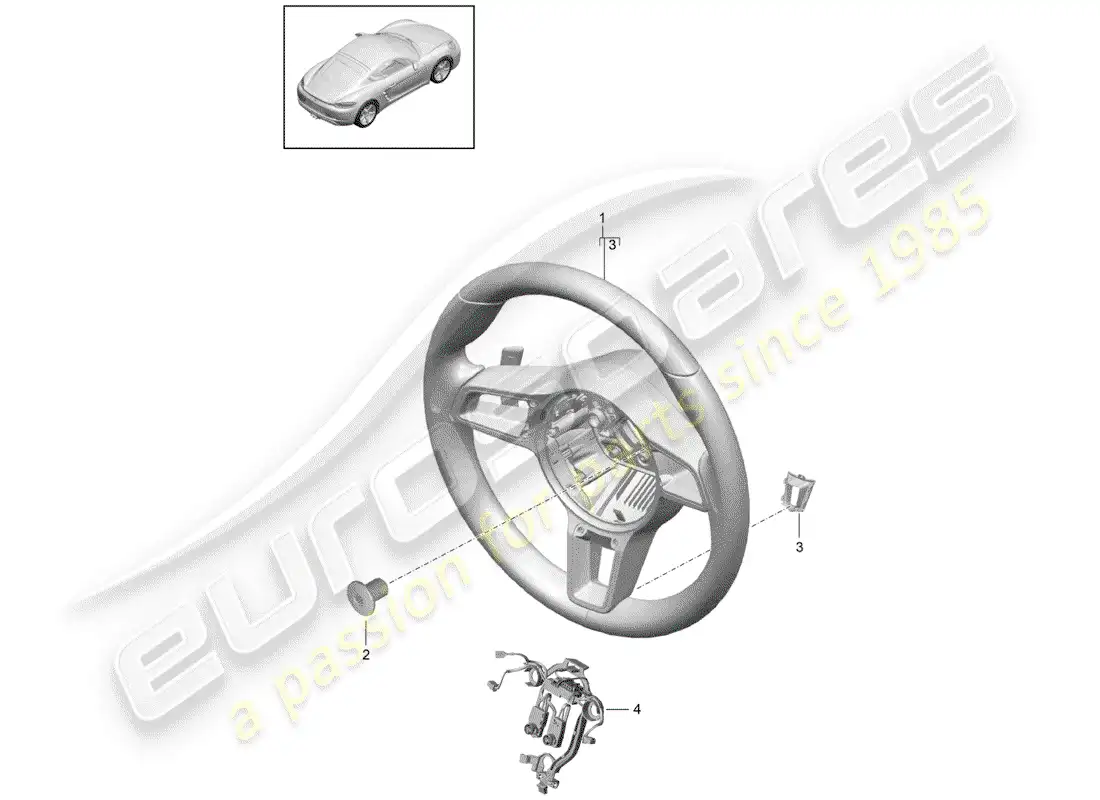 porsche 2019 (718 cayman) steering wheel parts diagram