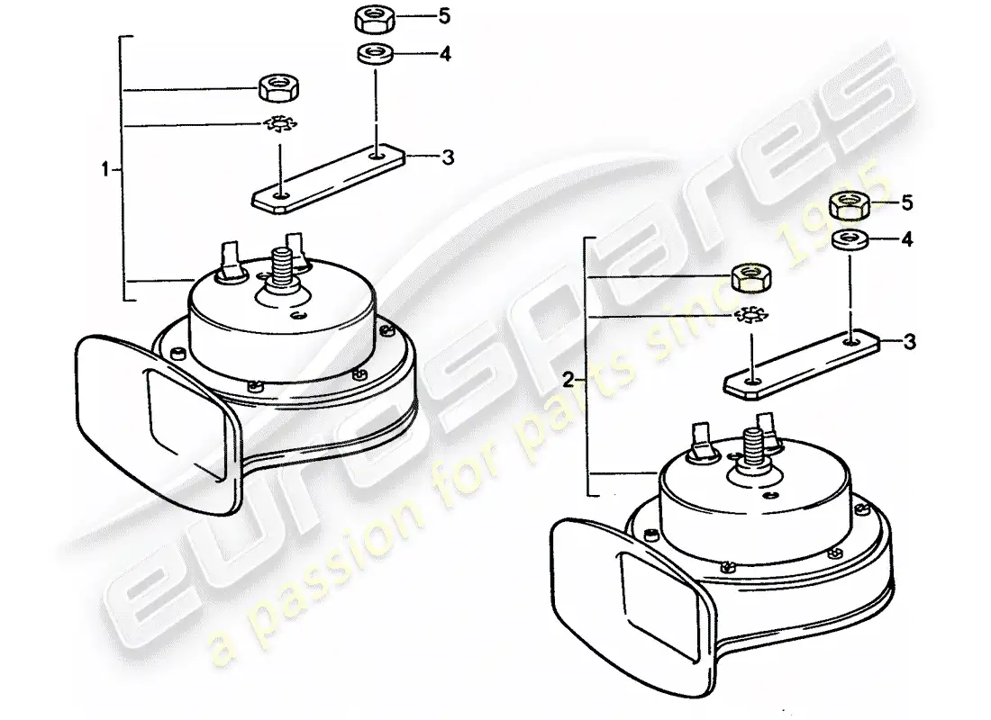porsche 1995 (928) fanfare horn - high volume horn parts diagram