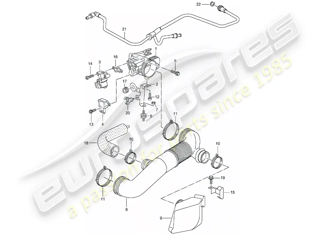 porsche 2001 (986 boxster) throttle body parts diagram
