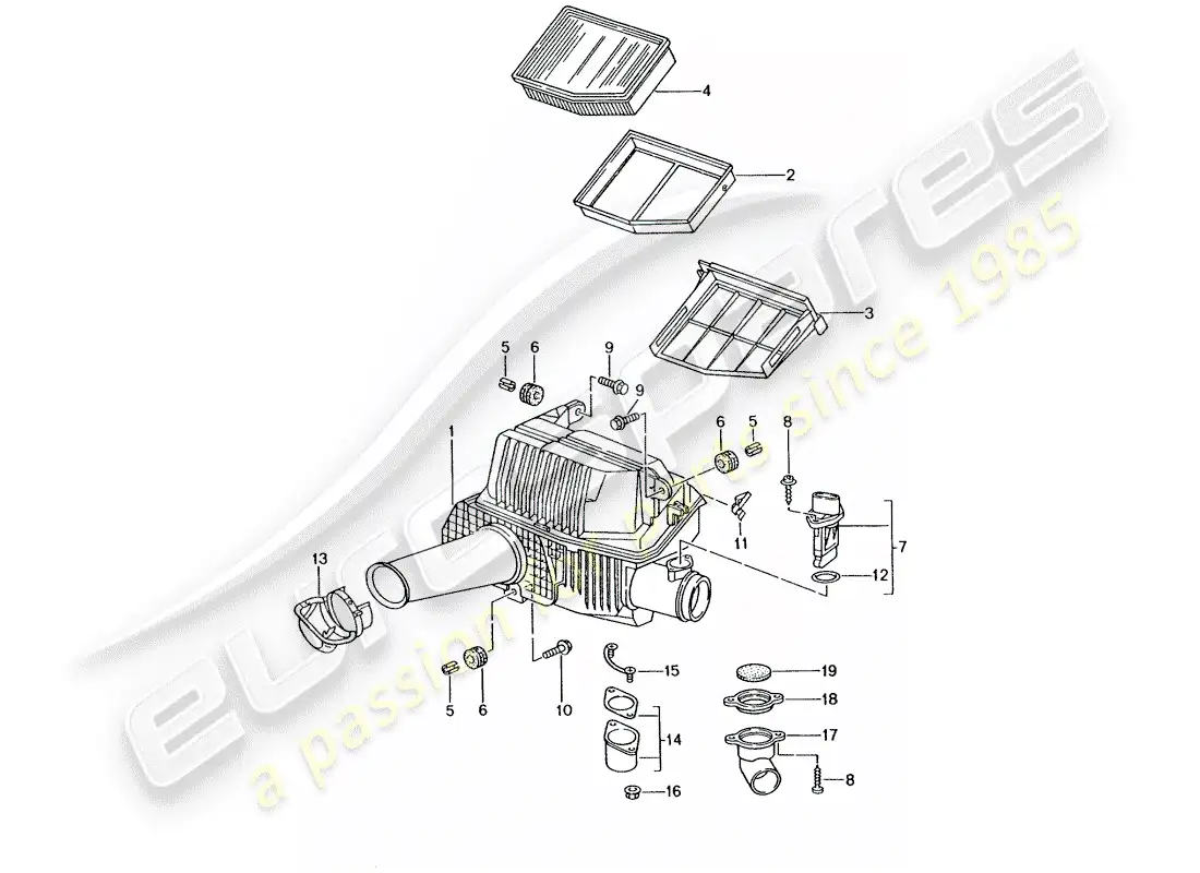 porsche 2001 (986 boxster) air cleaner parts diagram