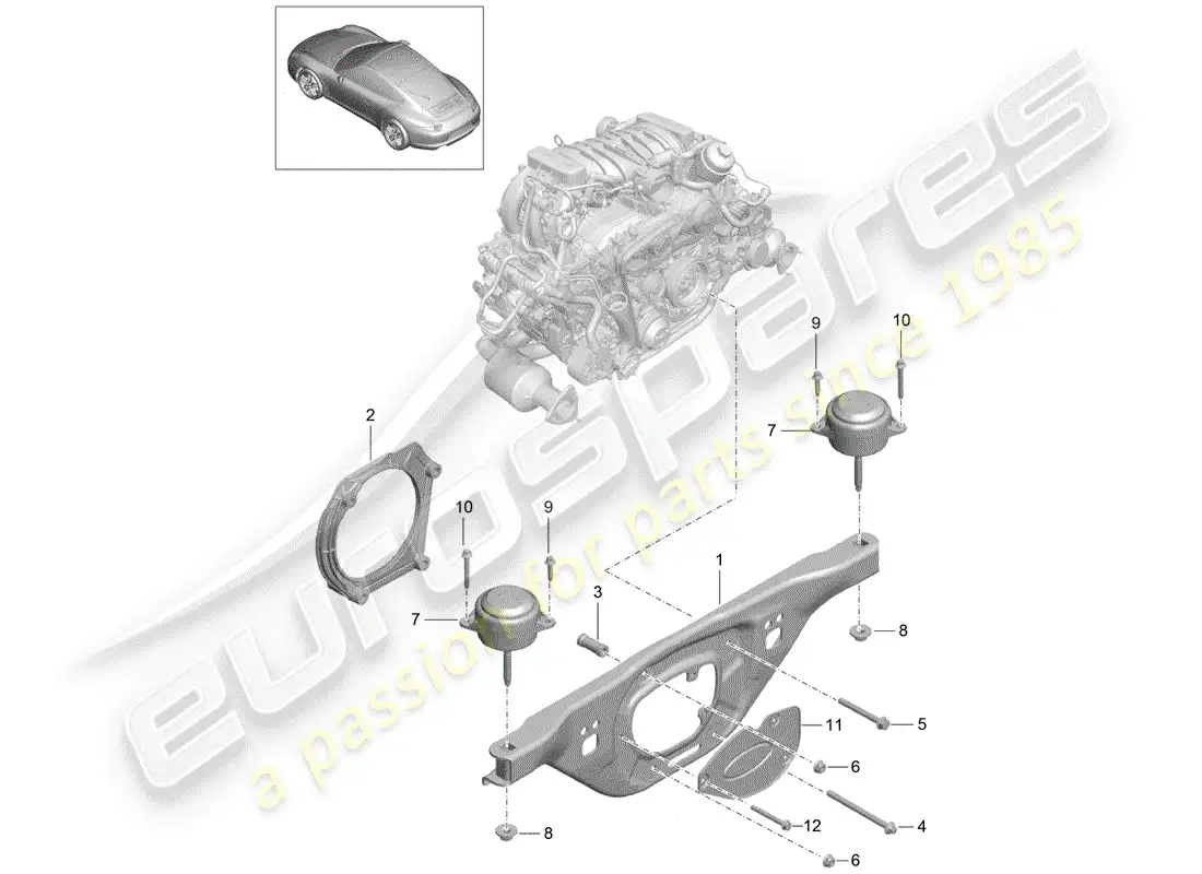 porsche 2012 (991-1) engine suspension parts diagram