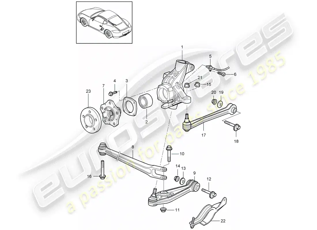 porsche 2012 (987 cayman) rear axle parts diagram