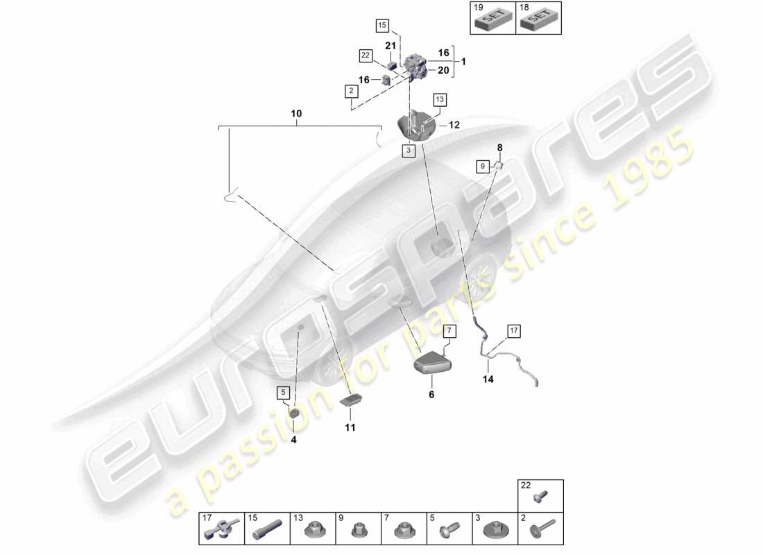 porsche 2022 (cayenne e3 9ya/9yb) air suspension air supply unit pressure accumulator control unit for electronic regulated damping part diagram