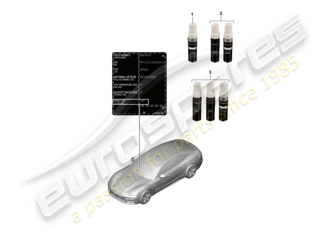 porsche 2025 (panamera 976) paint touch-up applicator paints part diagram