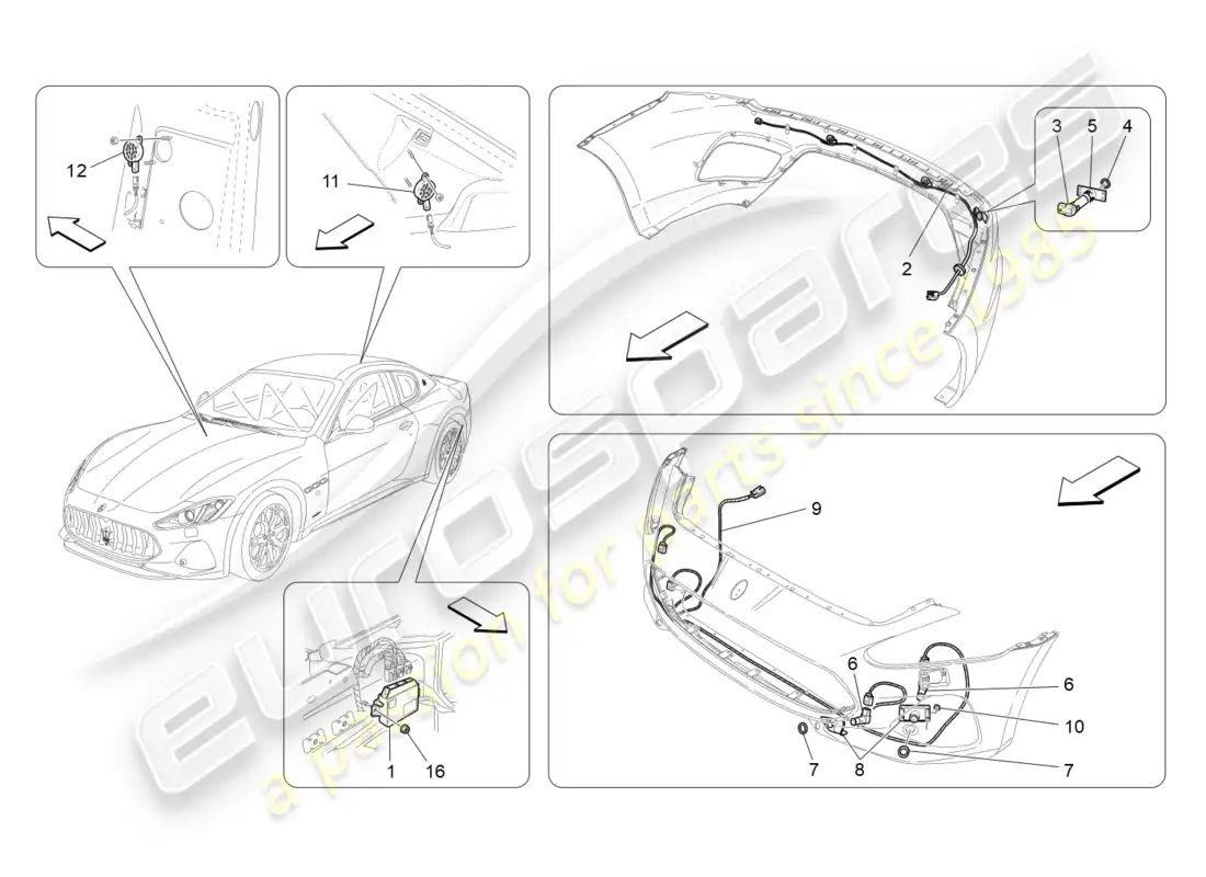maserati granturismo s (2019) parking sensors parts diagram