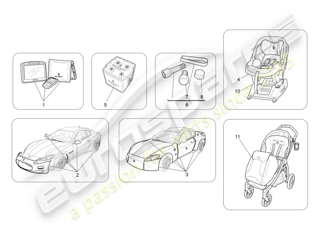 maserati granturismo (2009) after market accessories parts diagram