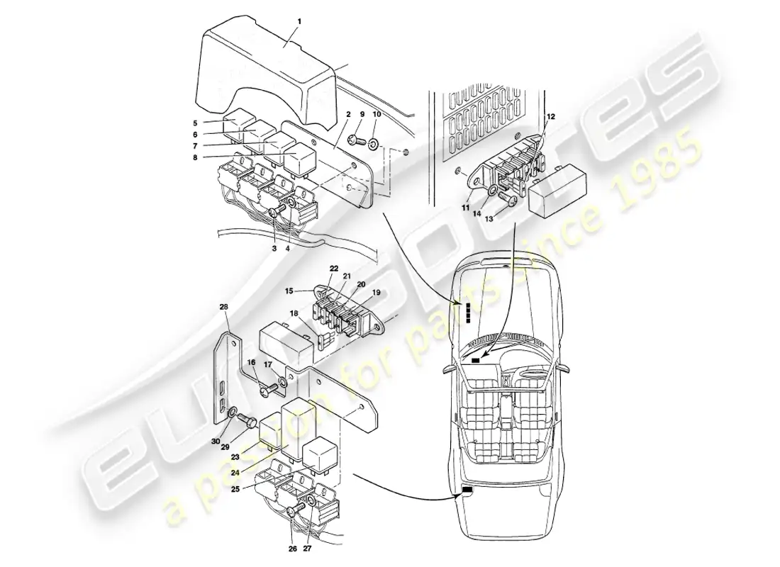 aston martin v8 volante (1998) relays, vin 89027 on part diagram