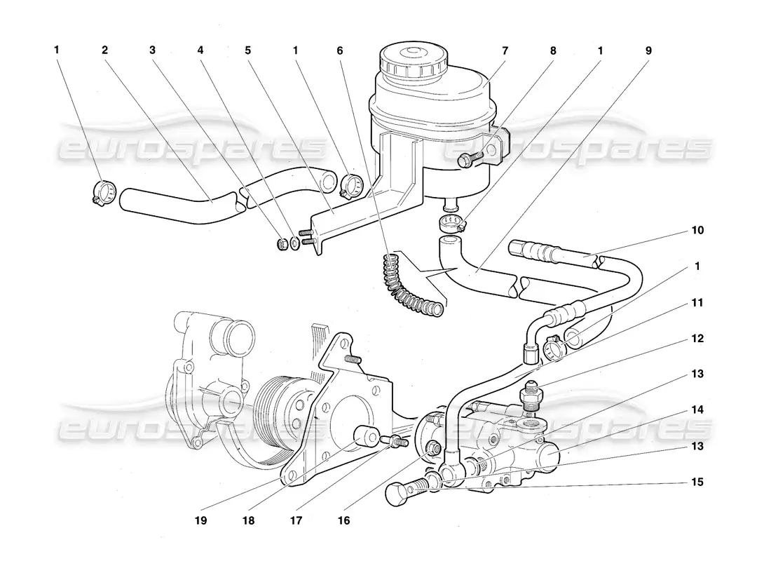 lamborghini diablo se30 (1995) power steering (optional) parts diagram