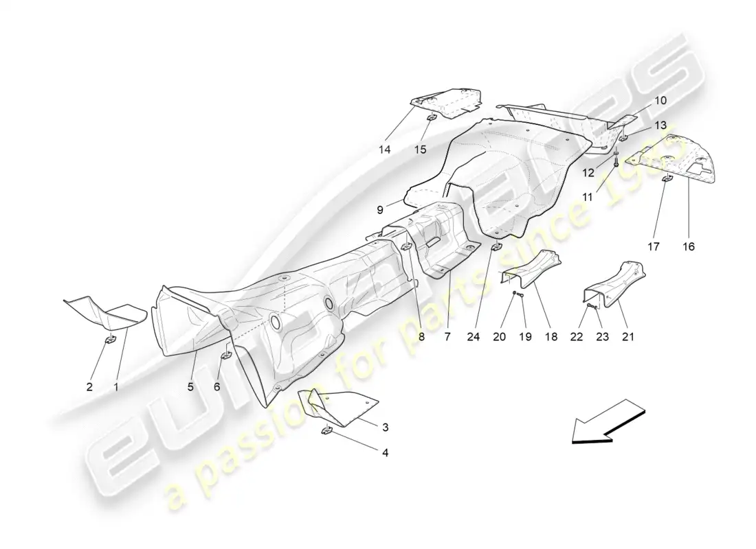 maserati granturismo (2011) thermal insulating panels parts diagram