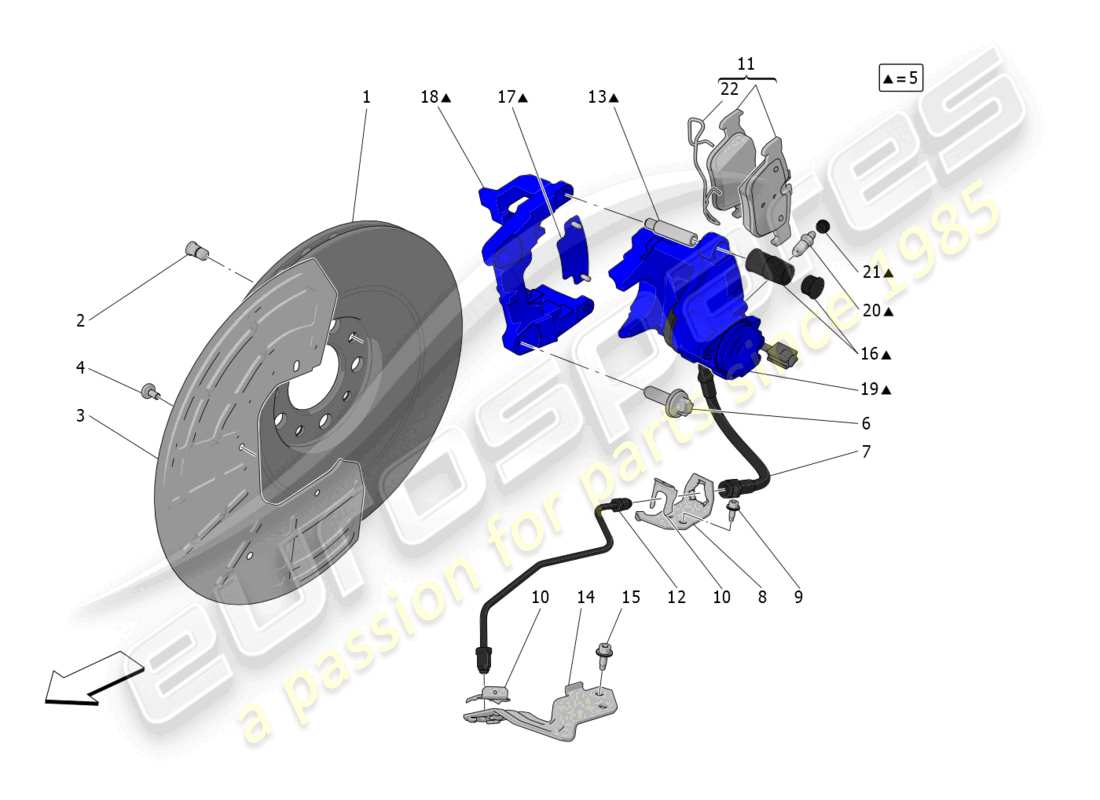 maserati grecale gt (2023) braking devices on rear wheels part diagram