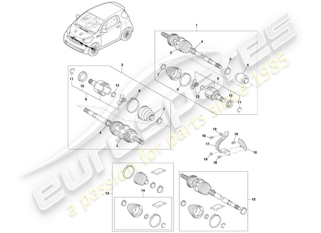 aston martin cygnet (2012) half shafts part diagram