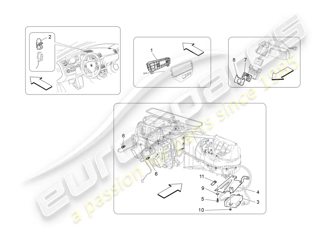 maserati granturismo (2012) a/c unit: electronic control parts diagram
