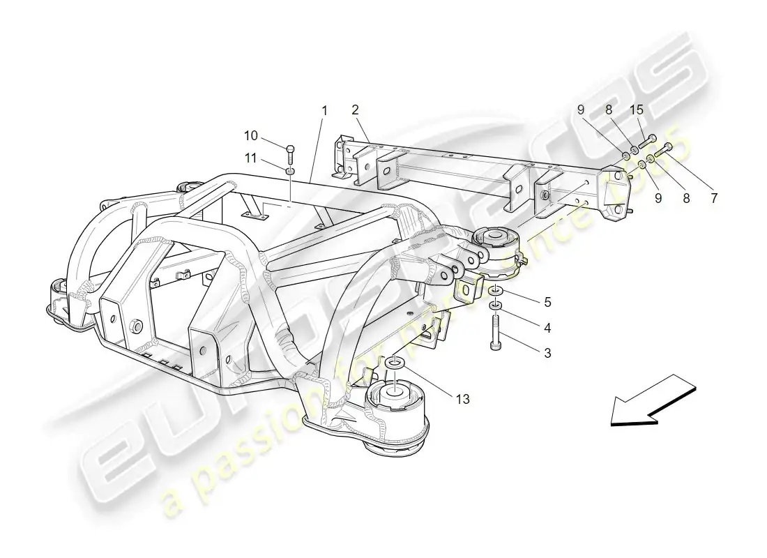 maserati granturismo (2009) rear chassis parts diagram