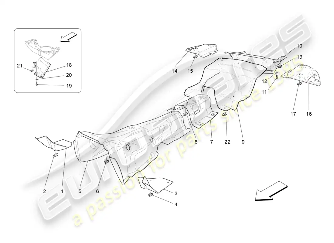 maserati granturismo (2016) thermal insulating panels parts diagram