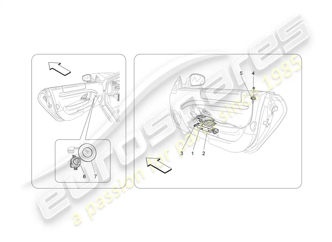 maserati granturismo (2011) door devices parts diagram