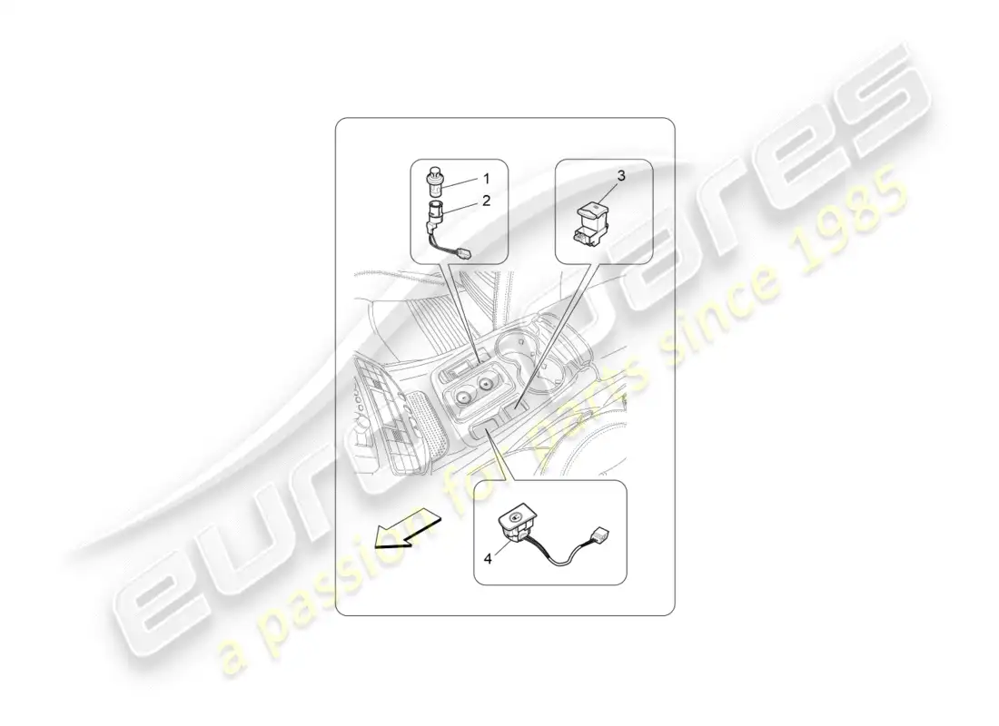 maserati granturismo (2011) centre console devices parts diagram