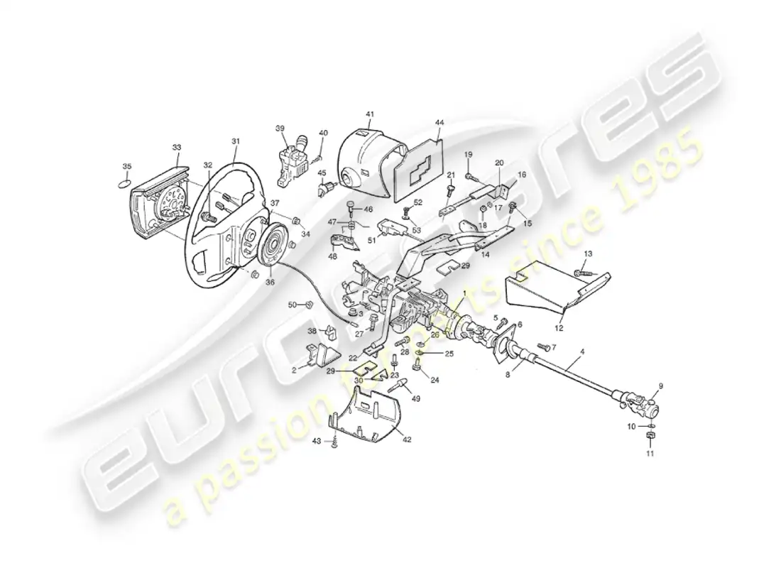 aston martin v8 virage (2000) steering column, 1993 on parts diagram