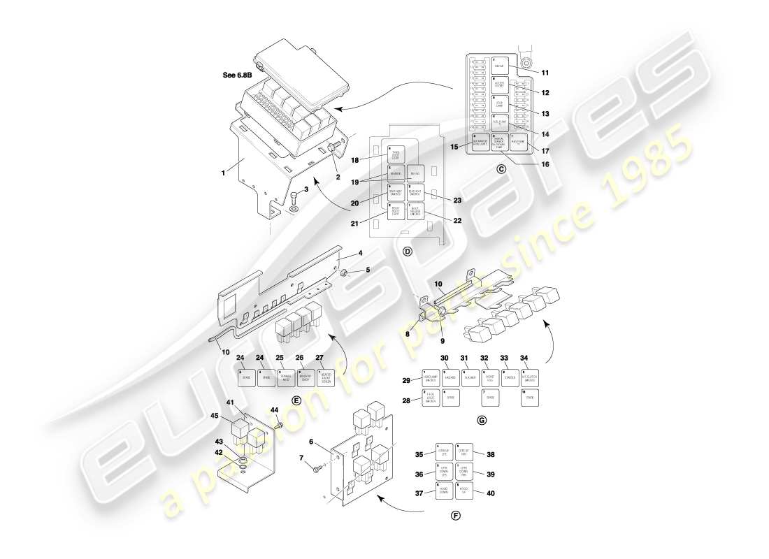 aston martin db7 vantage (2004) relays, vin 300556on parts diagram