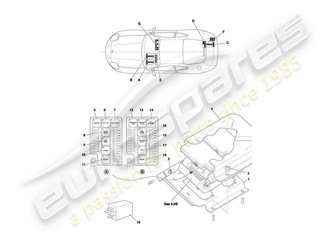 aston martin db7 vantage (2001) relays, vin 300556 on part diagram