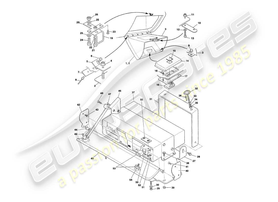 aston martin v8 volante (1997) fascia & trim part diagram