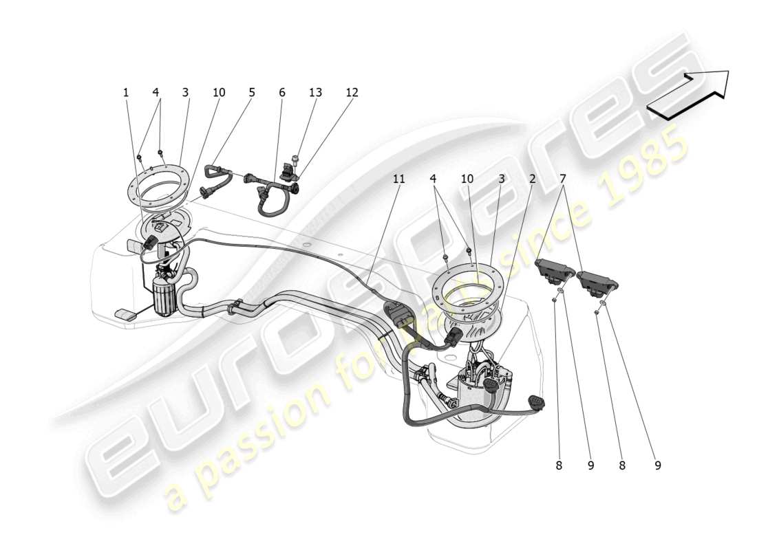 maserati mc20 (2022) fuel pumps and connection lines part diagram