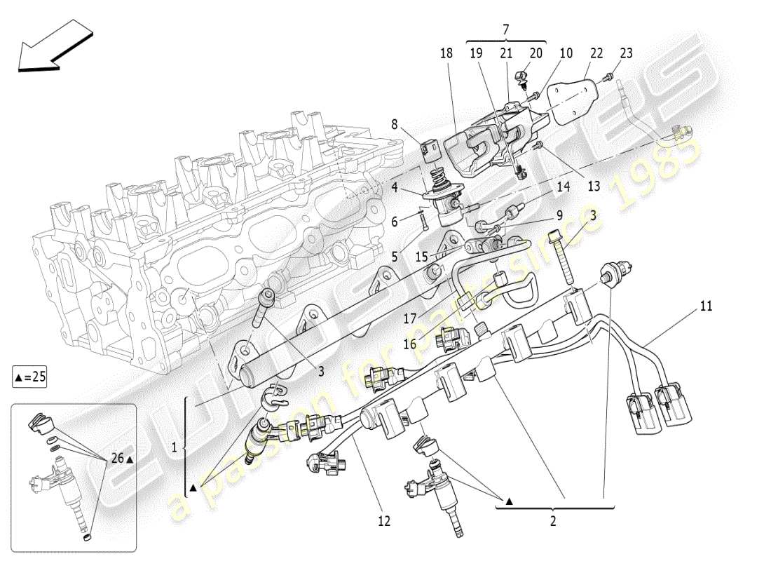 maserati ghibli (2019) fuel pumps and connection lines part diagram