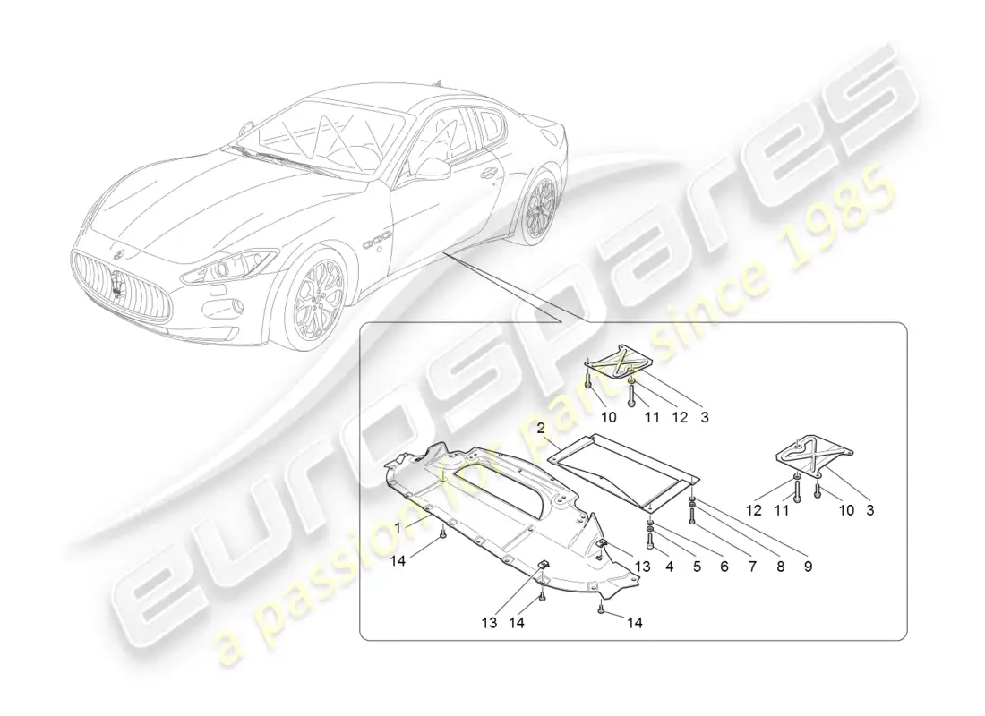 maserati granturismo (2008) underbody and underfloor guards parts diagram