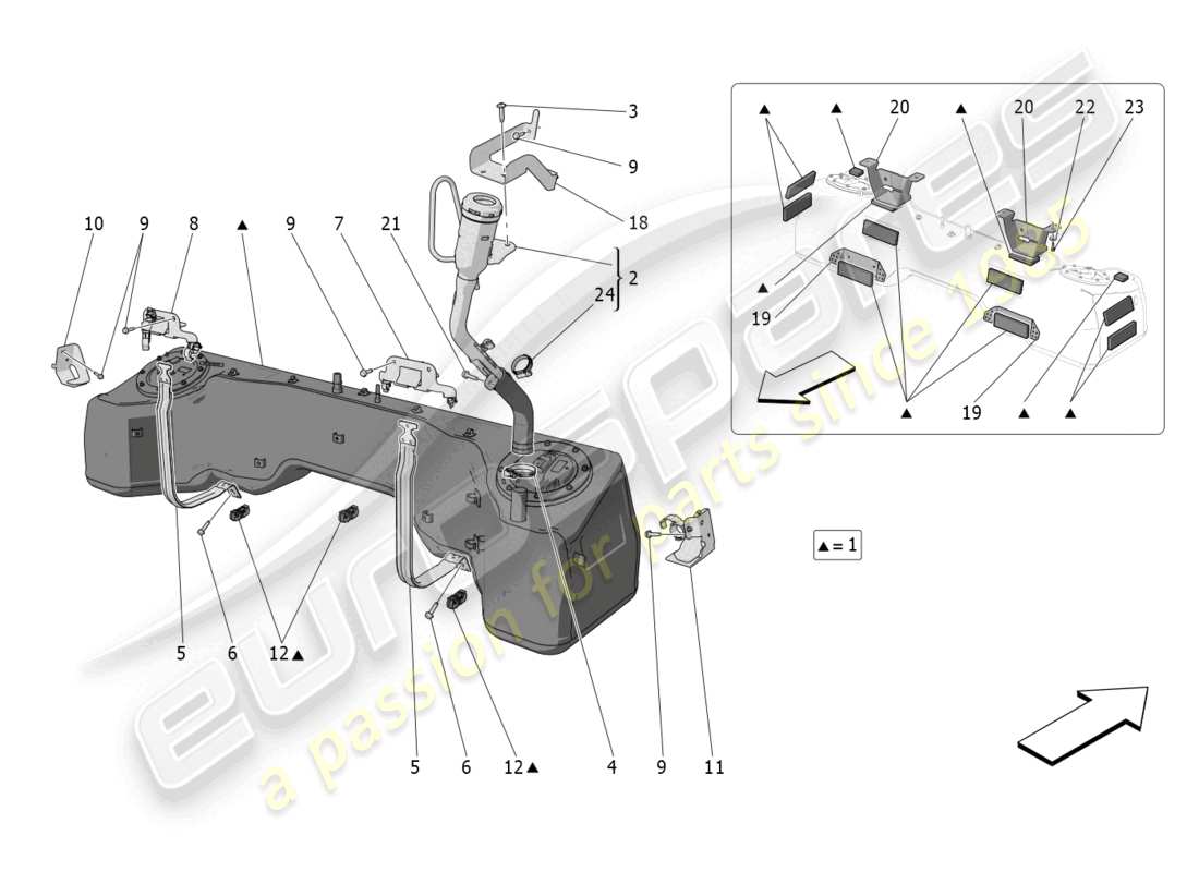 maserati mc20 (2023) fuel tank parts diagram